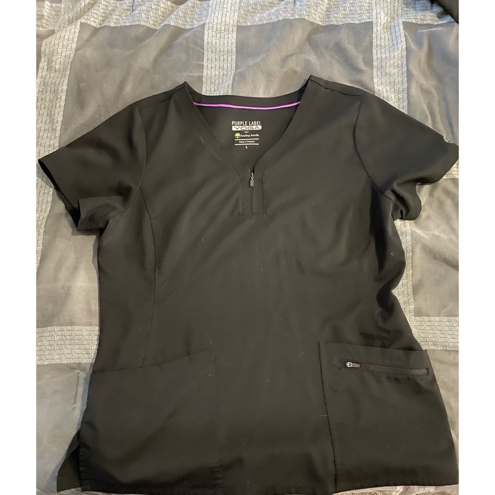 Black zipper scrub top